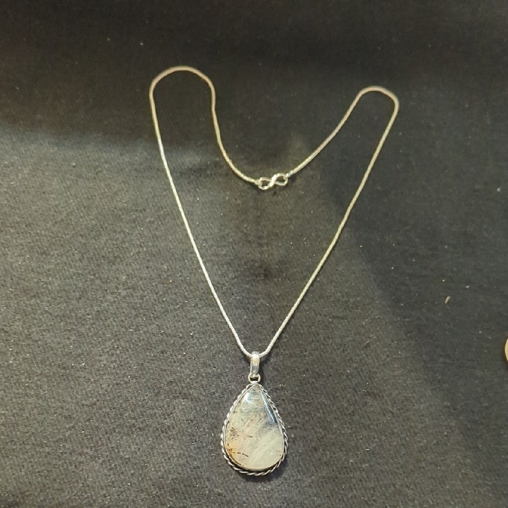 Silver Plated Translucent White Black Rutilated Q… - image 2